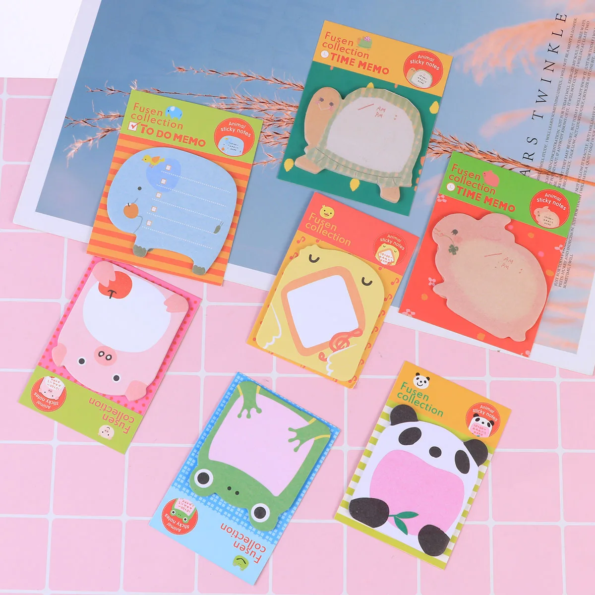 

7 Sheets Notes Removable Reusable Animal Stickers No Mark Home Office School Study Post Memo Bookmark