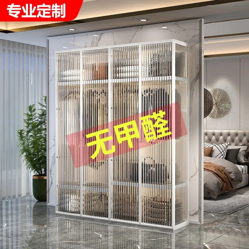 

LYN one-door to-top light luxury aluminum alloy is a tempered Changhong glass wardrobe, which can be customized.