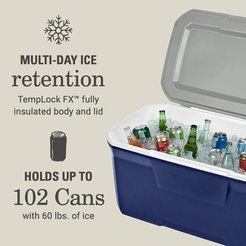 316 Series Insulated Portable Cooler with Heavy Duty Handles, Leak-Proof Outdoor Hard Cooler Keeps Ice for up to 5 Days, Great