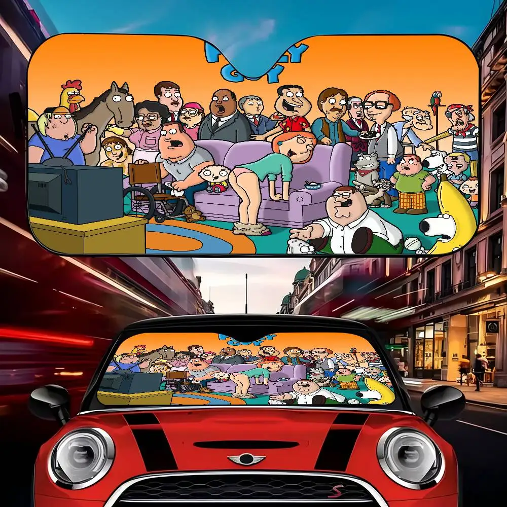 F-Family Cute Guy Auto Windshield Sun Shade Personalized Picture Block UV Rays Sun Visor Protector Car Sunshade