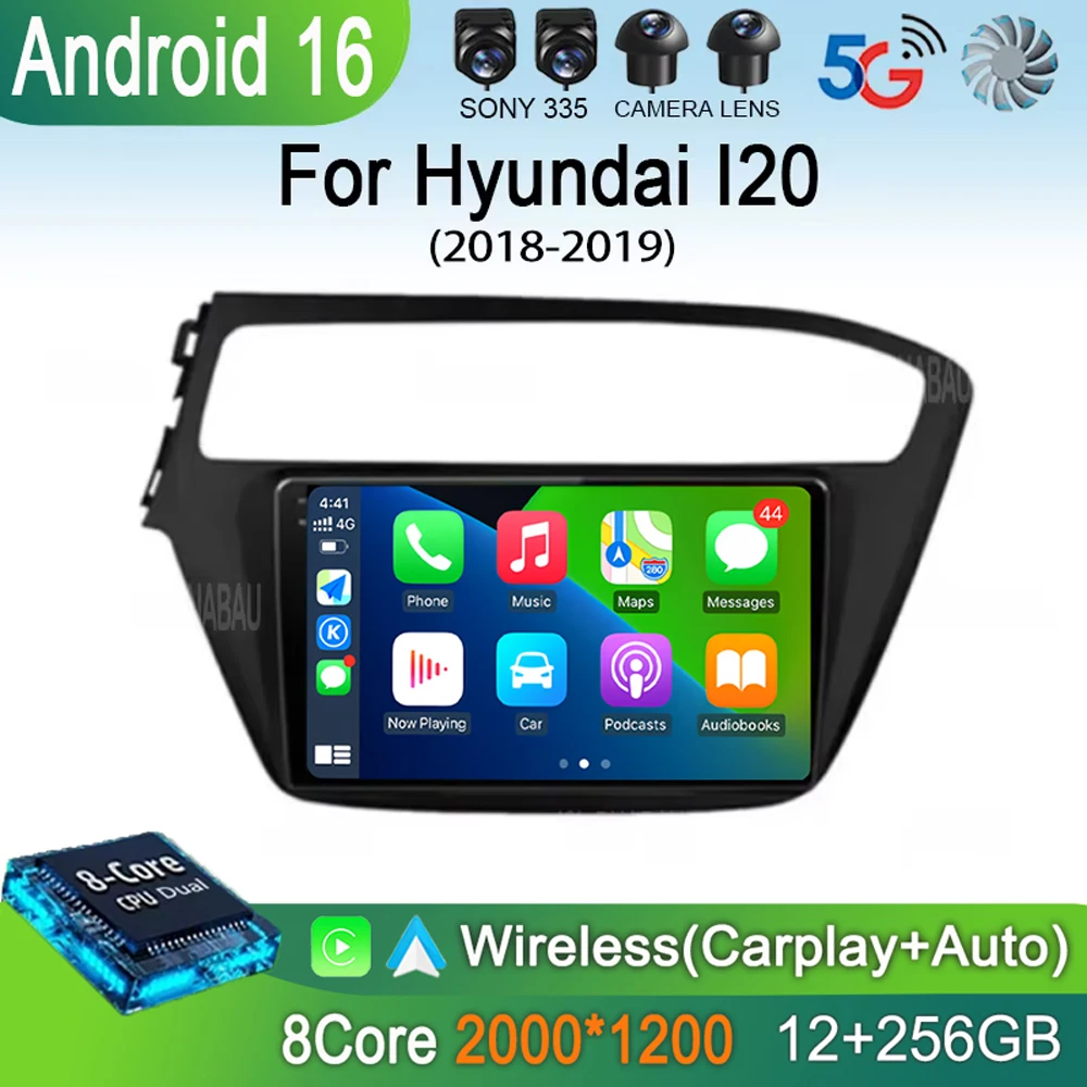 Android 16 Carplay Auto Car Radio For Hyundai I20 2018 2019 GPS Multimedia Player Stereo Video Head Unit 360 Camera 4G+WiFi DSP