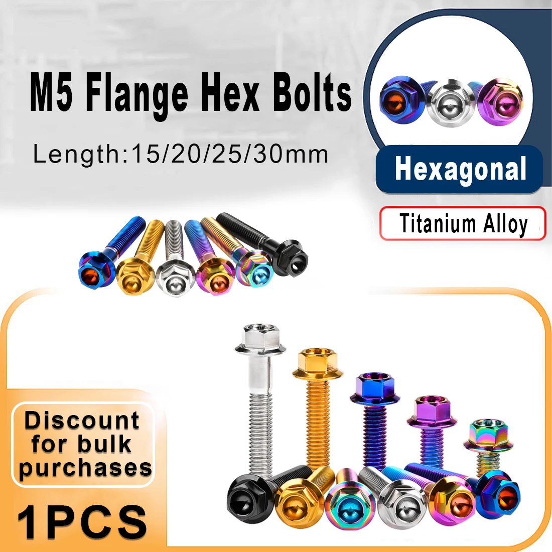 Titanium Bolt M5 Hex Head Screws Flange Hex Small Head Screws for Bike MTB Bike Motorcycle Bicycle Lightweight Fasteners