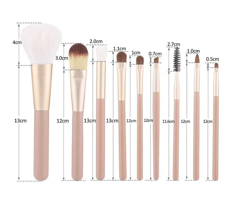 9-piece makeup brush set with bag Animal hair eyeshadow brush Concealer brush Detail brush Highlight brush Makeup artist set