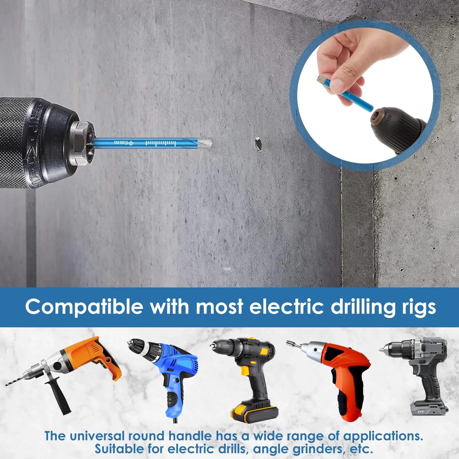 5 قطعة الماس سيراميك مثقاب الخشب السلس رقاقة التفريغ الزجاج مثقاب أداء مستقر الماس هول المنشار للسيراميك #5