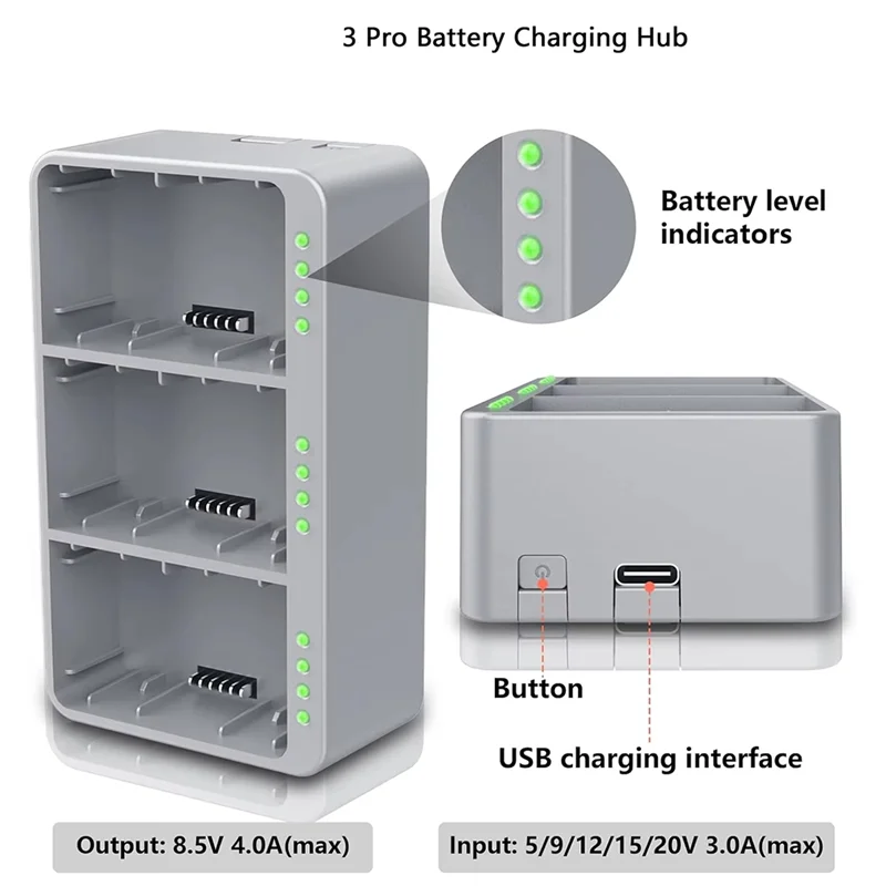 Leading-Three Channel Two-Way Charging Hub For DJI Mini 4 Pro And Mini 3 Pro Battery For Mini 3 Pro Battery Charger