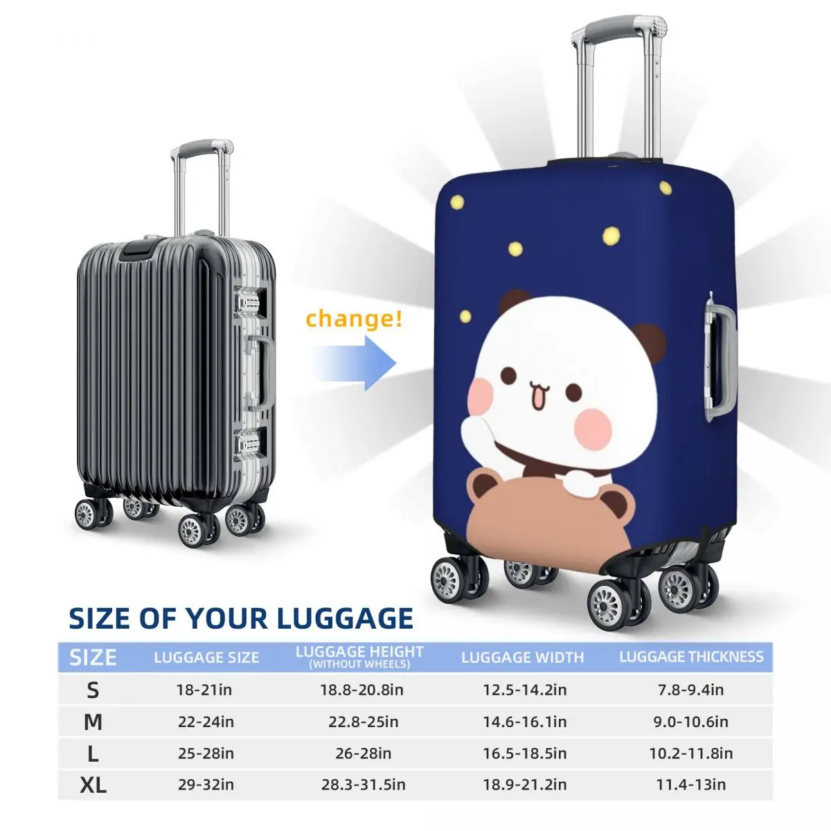 Bubu And Dudu Suitcase Cover Holiday Panda bear hugs love Practical Luggage Accesories Travel Protection