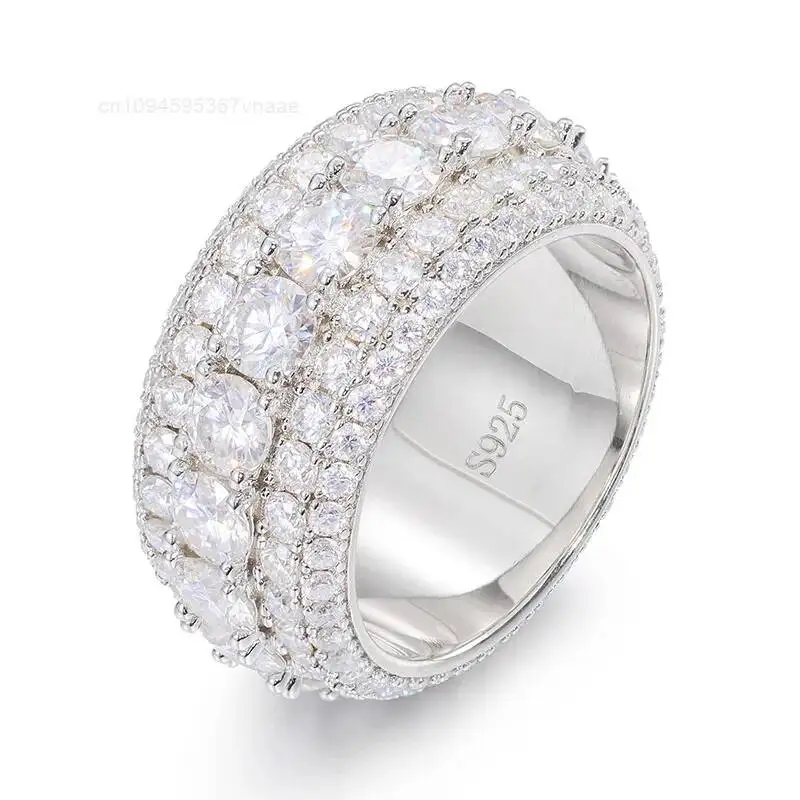 

Wholesale High Quality Fashion Luxury Hip Hop Cuban Iced Out 925 Sterling Silver Moissanite Ring for Men and Women