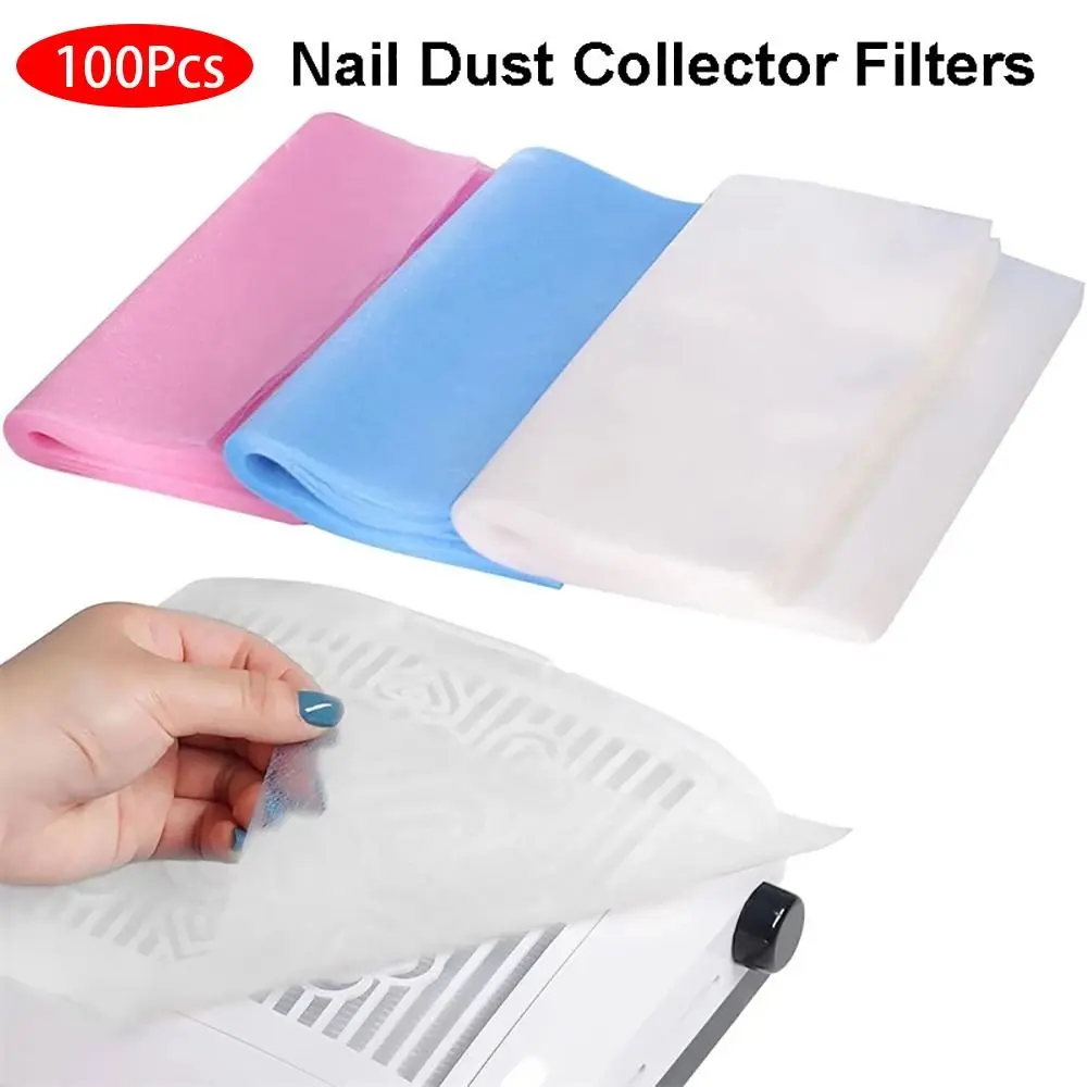 100Pcs Non-Woven Disposable Dust Filter Paper Nail Art Pink/Blue/White Nail Vacuum Filter Pad Vacuum Dust Collector