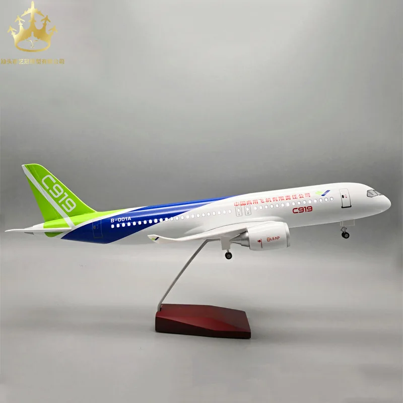 COMAC C919 Modello di aereo per aviazione civile in scala 1:82 da 47 cm con controllo del suono e luci del carrello di atterraggio per collezionisti e hobbisti