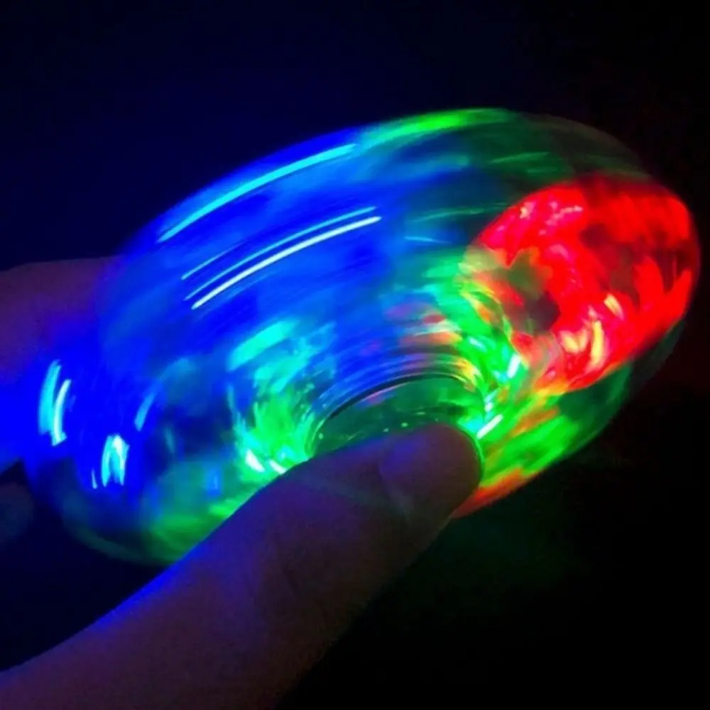 Gyroscope lumineux en cristal pour le bout des doigts, lumière LED, faisceau Transparent, Spinner à main, trèfle intéressant, électrique pour adulte