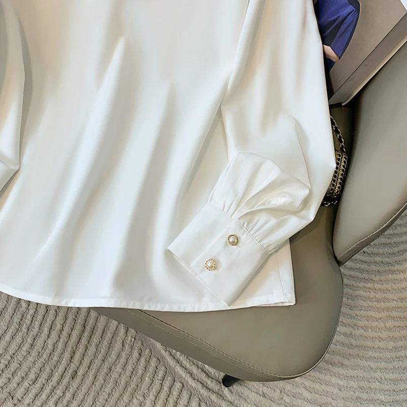 Plus Größe Chiffon Hemd Frauen 2024 Herbst V-ausschnitt Elegante Schwarz Oder Weißes Hemd Für Frauen Koreanischen Stil Große Größe blusen Weibliche