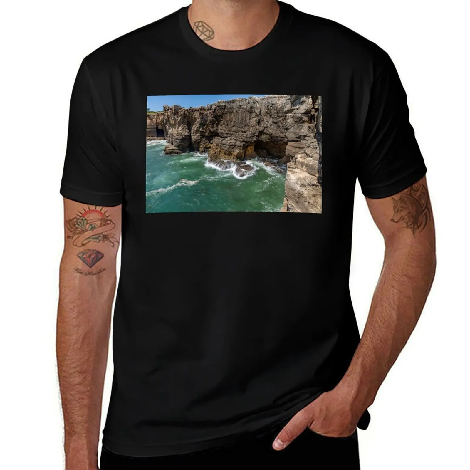 

Emerald Green Waters Of Portugal T-Shirt blacks cotton graphic tees summer shirt Men's clothing