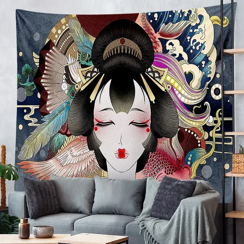 Hot Selling Japanese National Style Ukiyo-e Tapestry Hanging Wall Tapestry Decorative Painting Sofa Living Room Background Cloth