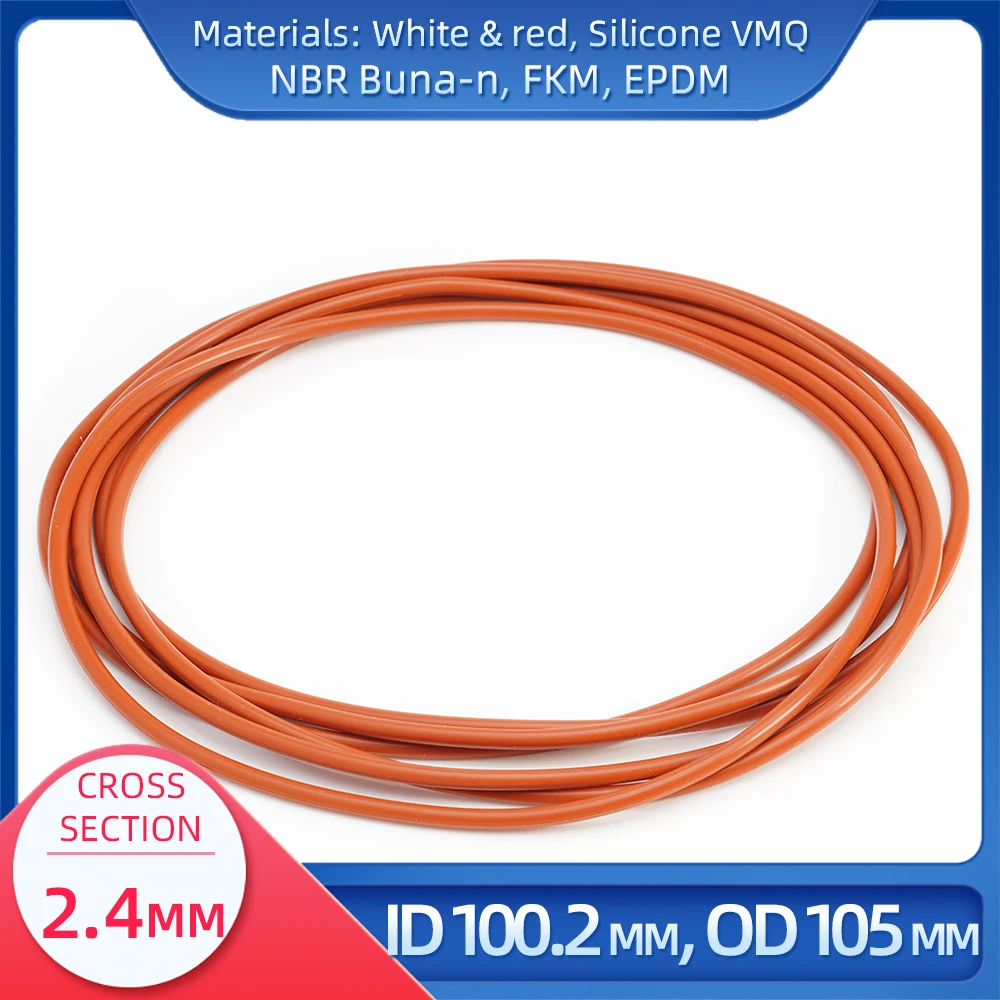 O Ring CS 2.4 mm ID  100.2 mm OD 105 mm Material With Silicone VMQ NBR FKM EPDM ORing Seal Gaske