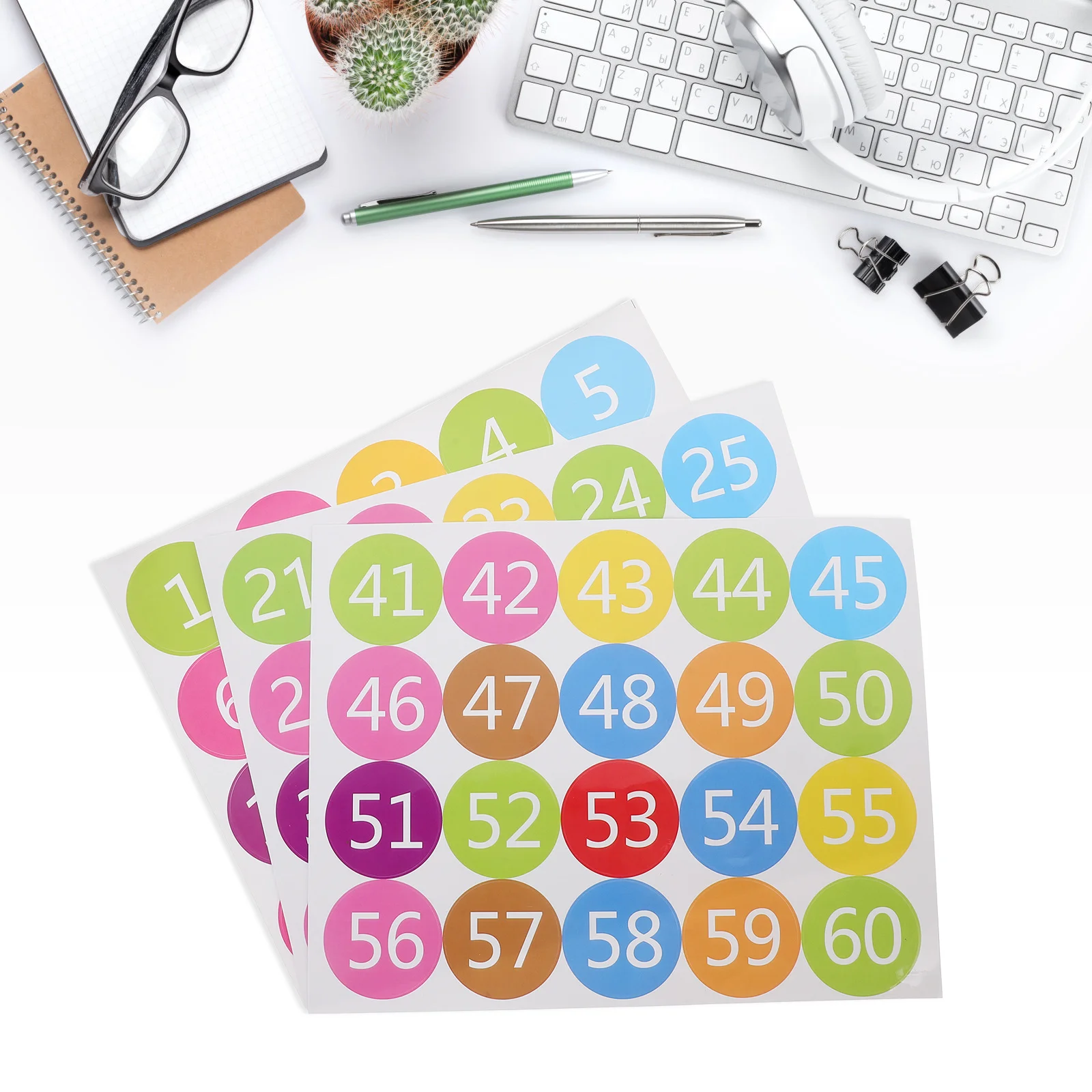 ملصقات أرقام مستديرة من الفينيل ملصقات مؤشر نقطة التاريخ الملونة لتقويم مخطط تخزين أرضية الفصل الدراسي
