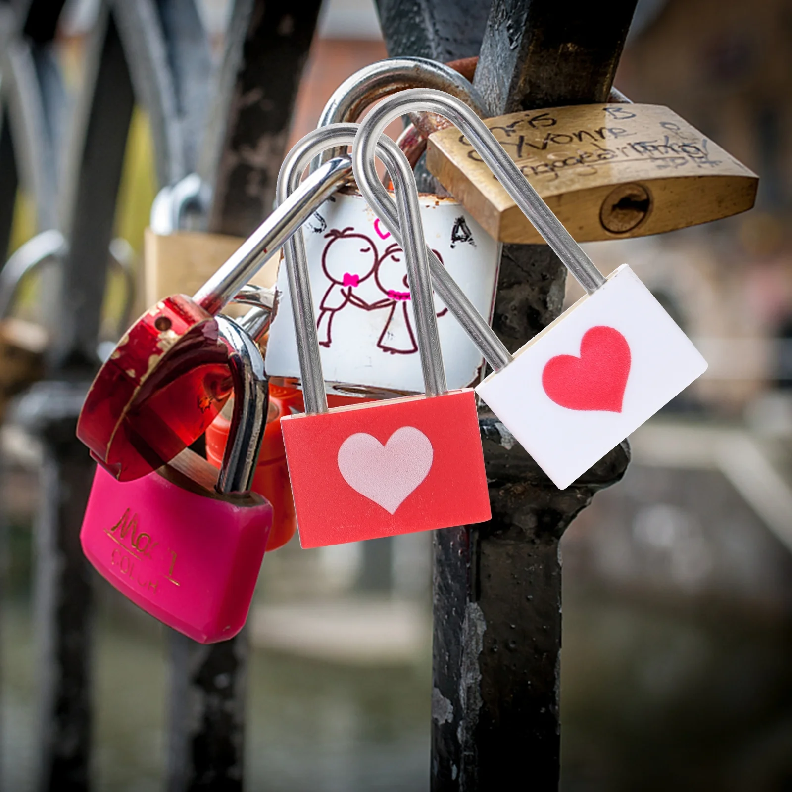 

2Pcs Couple Locks Compact Long Handle Padlock for Drawer Crate Box Luggage Suitcase Cabinet Diary Multi-Functional Secure