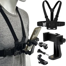 Phone Chest Strap Mount Belt for Iphone 14 Holder Mobile Smartphone for GoPro Hero 12 11 10 9 DJI Action Camera Live Shooting