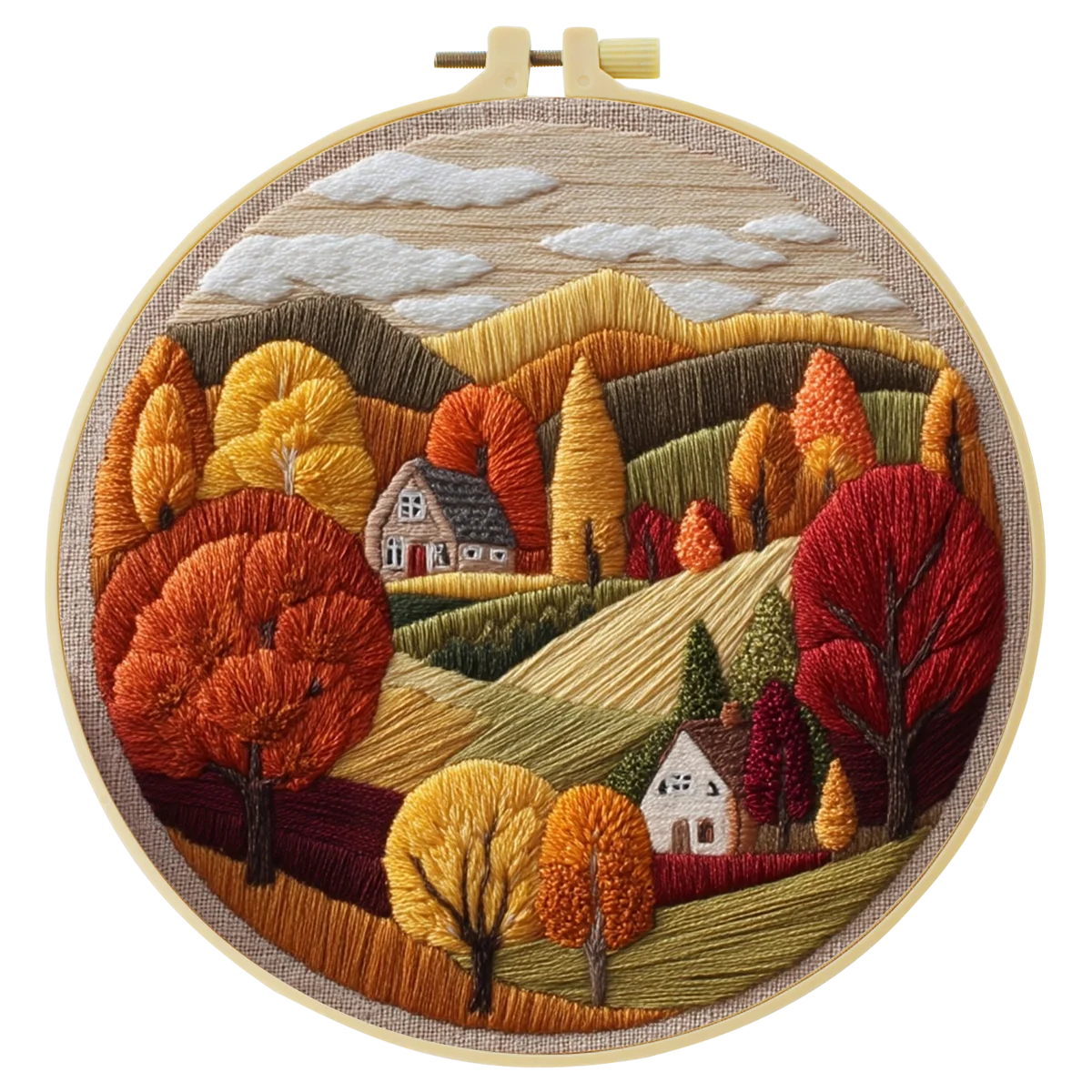 1 Stück 20X20CM/15X15CM 7,87/6,3 Zoll Schönes Berglandschafts-Taschen-Stickerei-Starter-Kit DIY-Kit Näh-Kunst-Set für Anfänger – Detail 5