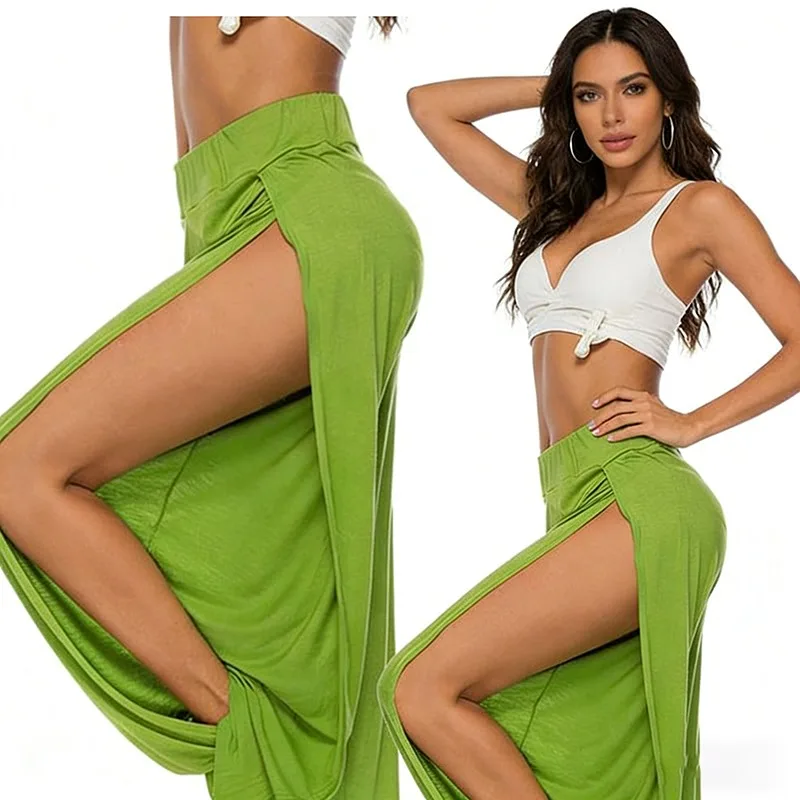 Women's Side Open Split Bohemian Style Sexy Leggings Loose Fit Sporty Hot Pants Fashion Fitness Casual Stage Dancing Clubwear