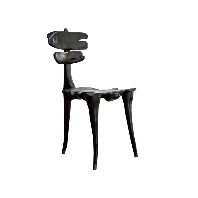 

Solid wood retro dining chair, designer model room creative antique special-shaped back chair
