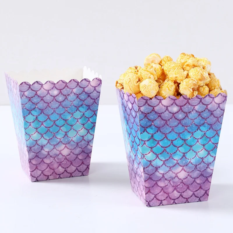 Mermaid Popcorn Boxes Little Mermaid Birthday Party Decoration Baby Shower Girls Birthday Party Supplies Under The Sea Decor