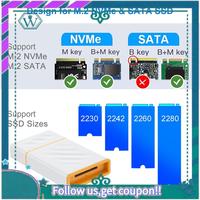 Upgraded Type-C&USB3.1 10Gbps M.2 NVME/SATA SSD Enclosure SSD Case M2 SSD External Hard Drive Case For 2230 2242 2260 2280 SSD