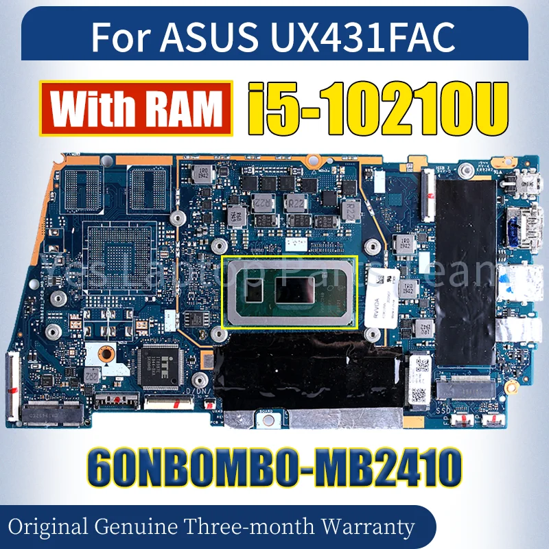 UX431FAC для ASUS X431FA X431FN UX431FA UX431FN UX431FAC UX431FL UX431FLC Основная плата i5-10210U с оперативной памятью 8G, материнская плата для ноутбука UX431FAC для ASUS X431FA X431FN UX431FA UX431FN UX431FAC UX431FL UX431FLC Основная плата i5-10210U с оперативной памятью 8G, материнская плата для ноутбука