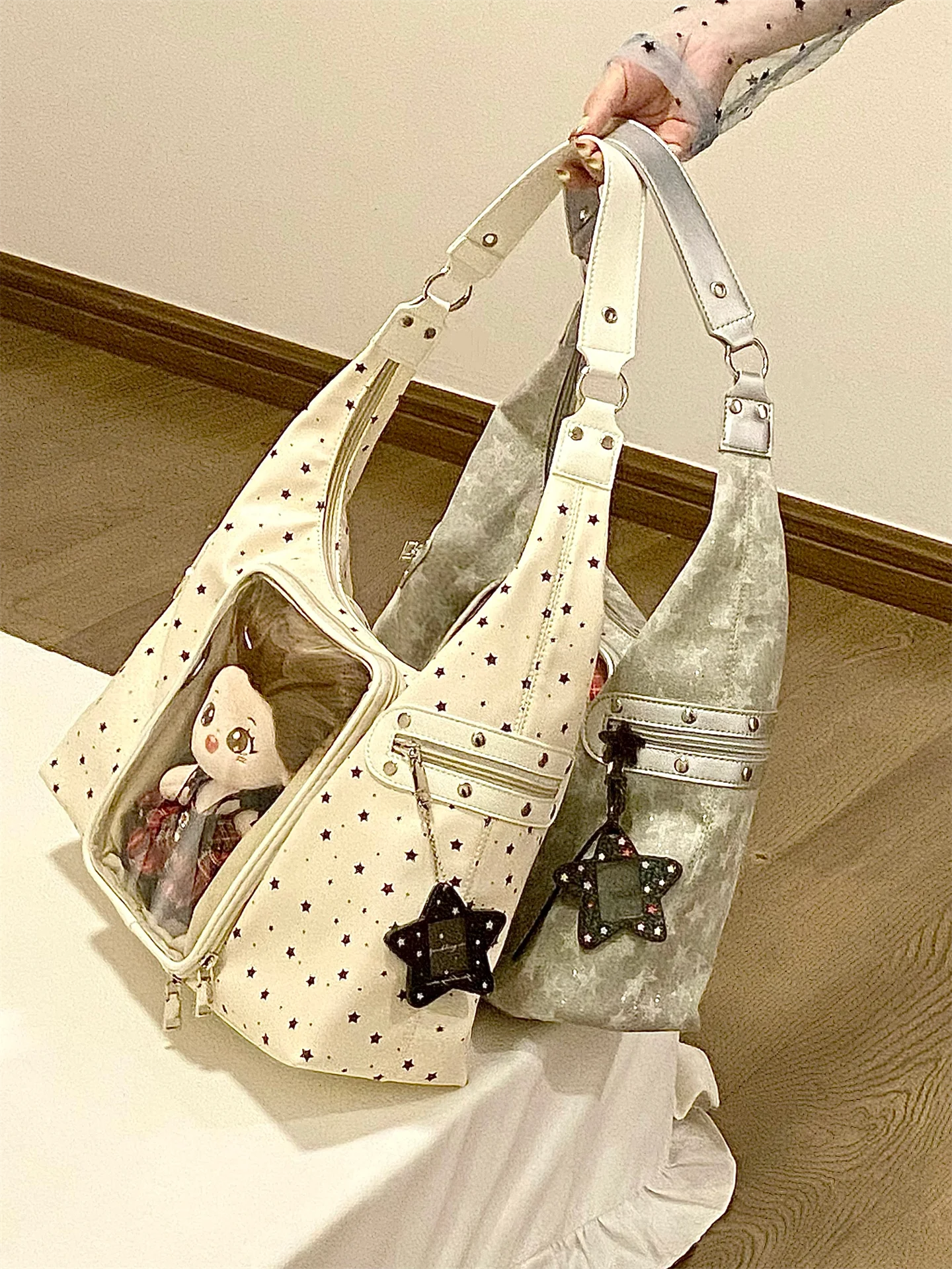 Original Lta Bag 20cm Baby Bags Large Capacity Out Millennial Style Denim Star Retro Locomotive Crossbody Shoulder Bag for Women
