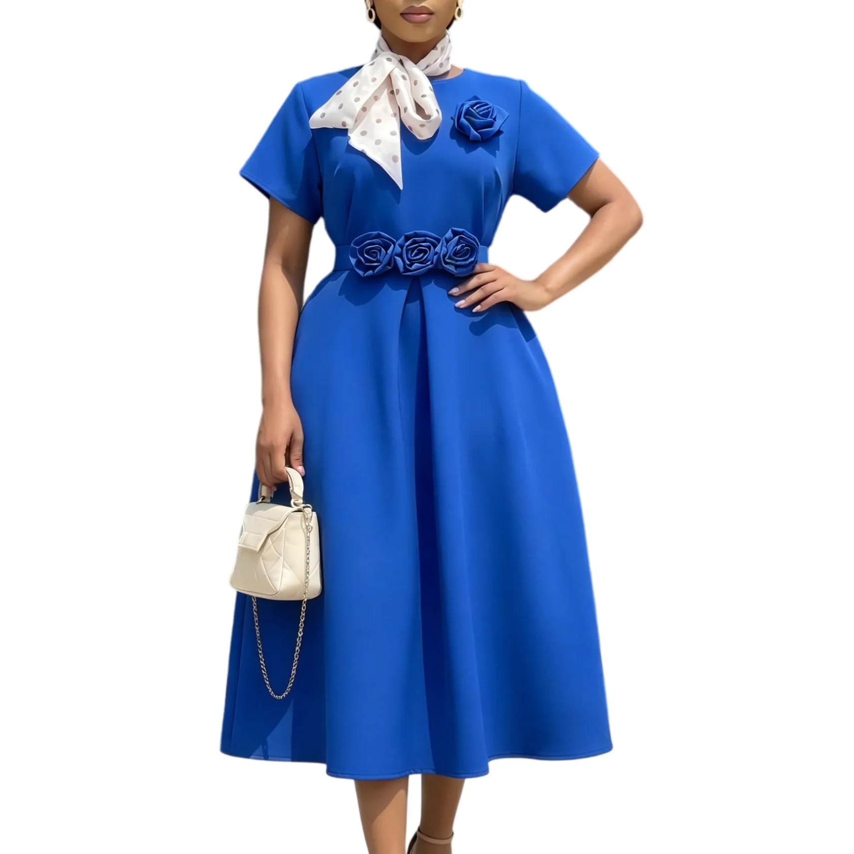 

African Dresses for Women Elegant 2026 Dashiki Summer Short Sleeve Midi Dress Ladies Traditional African Clothing Outfits