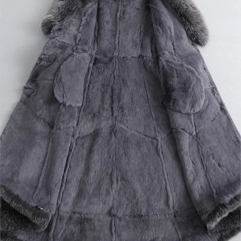 Haining imitation fur coat one women's mid-length over the knee hair collar slim-fit belt