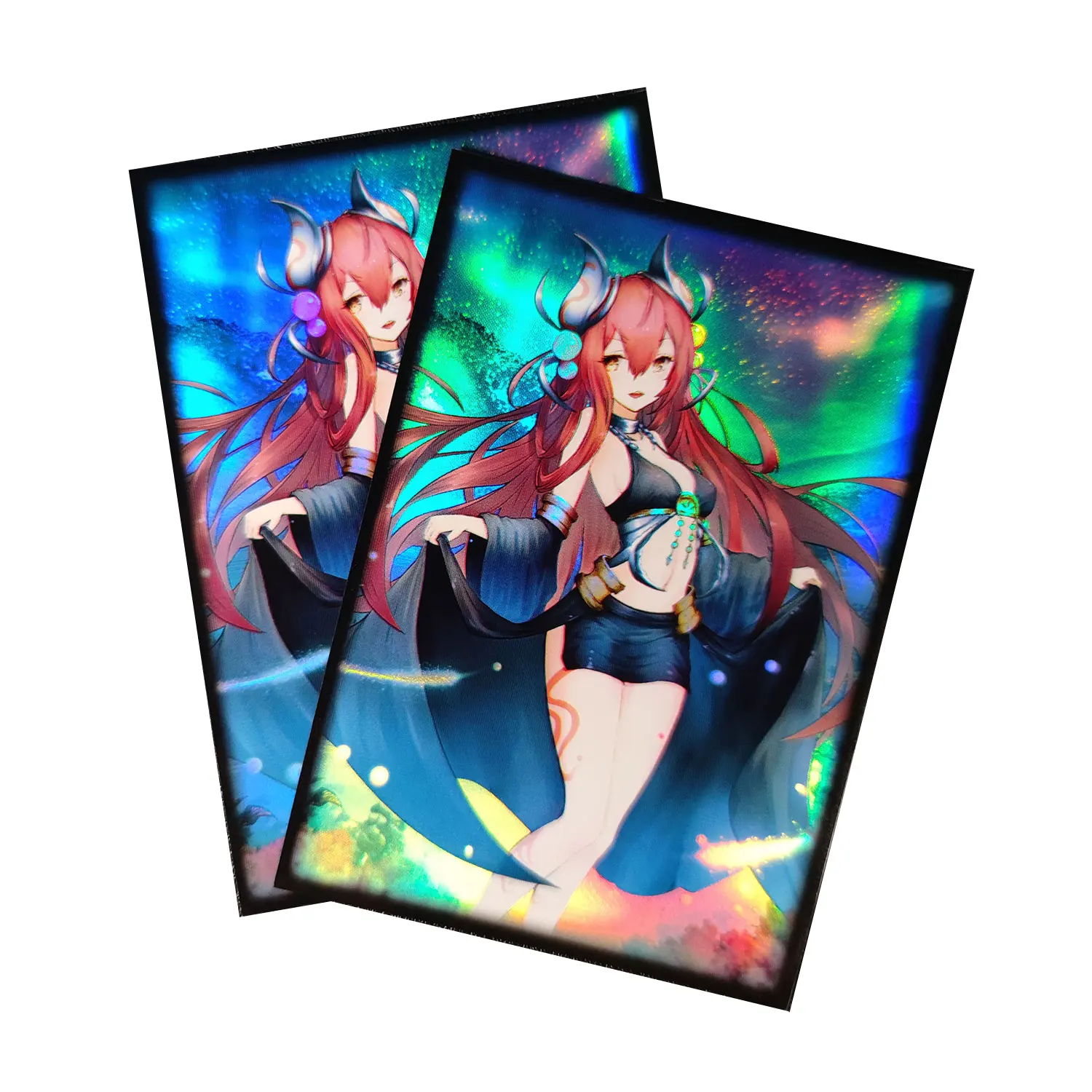 60PCS Flashing Card Sleeves Anime Protective Sleeves 63mmx90mm Top Loading YGO Card Protector for Japanese Size Trading Cards