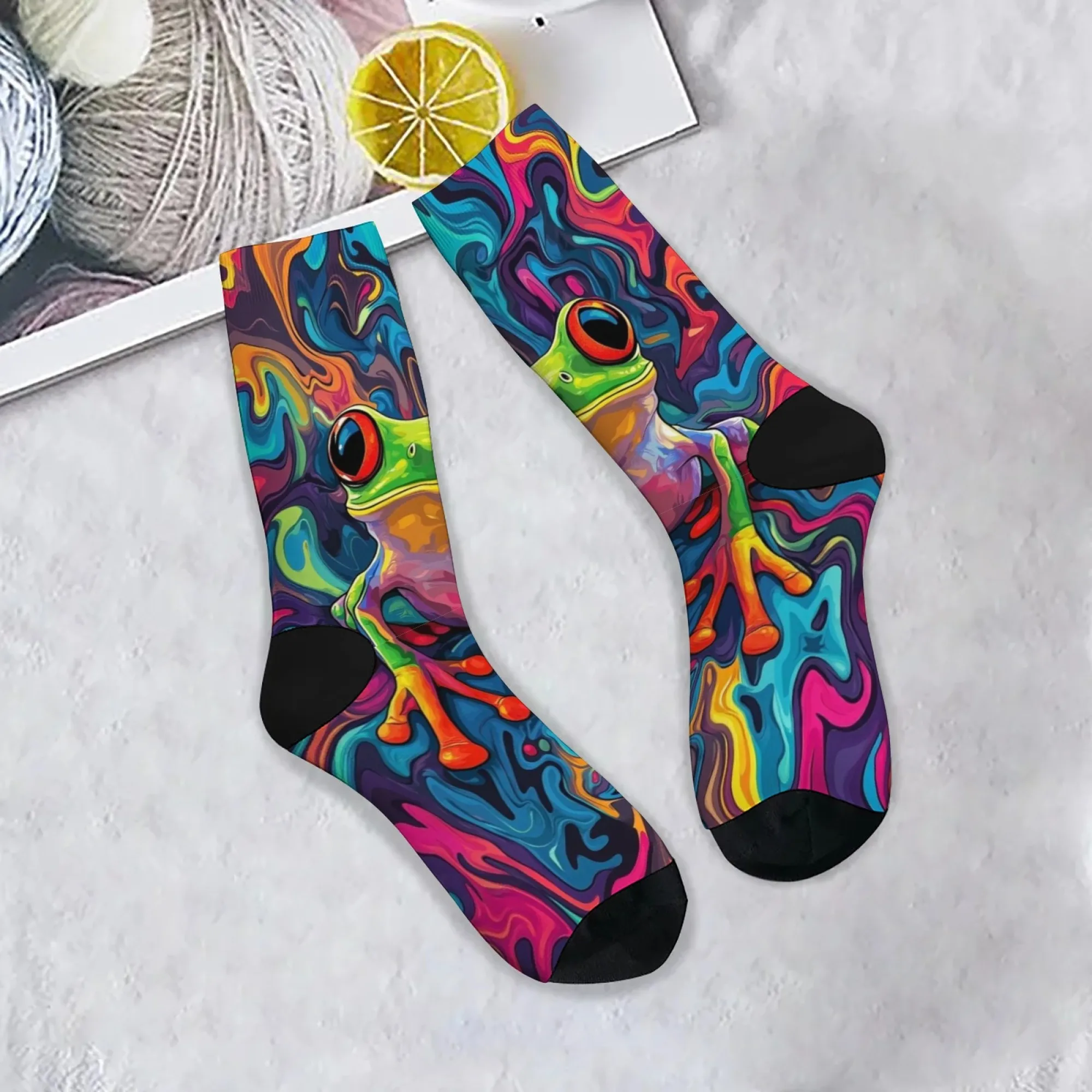 

Мужские носки Rainbow Fluid Frog, новинка, забавные носки Happy Crew, стиль Харадзюку, уличные модные носки в стиле хип-хоп в стиле ретро, сумасшедший подарок для вечеринки