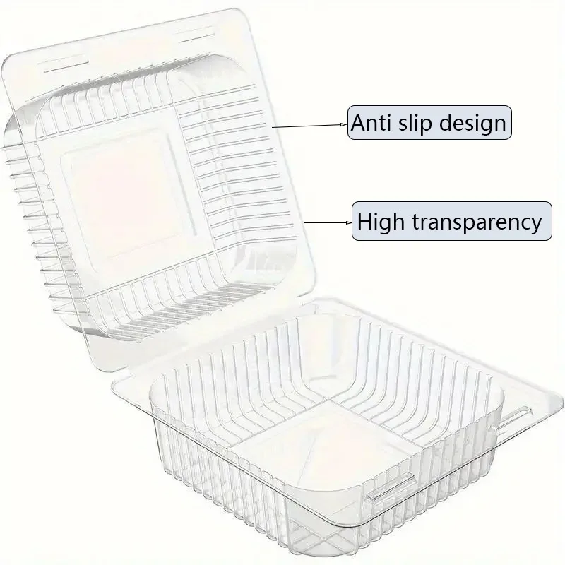 Cajas cuadradas de plástico transparente para pastel de queso, piezas para panadería, fiesta, boda, Mousse, postre, ensalada, fruta, hogar, cocina, 50 unidades