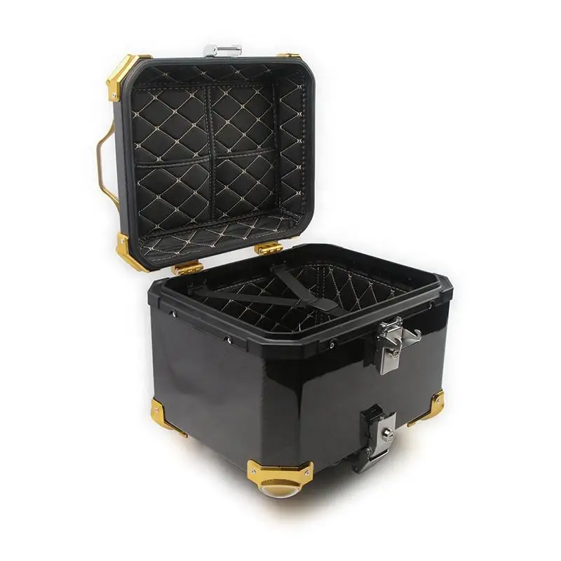 45L Real Carbon Fiber Plate Aluminum Slider Motorcycle Waterproof Quick Release Top Box Full Face Helmet Case