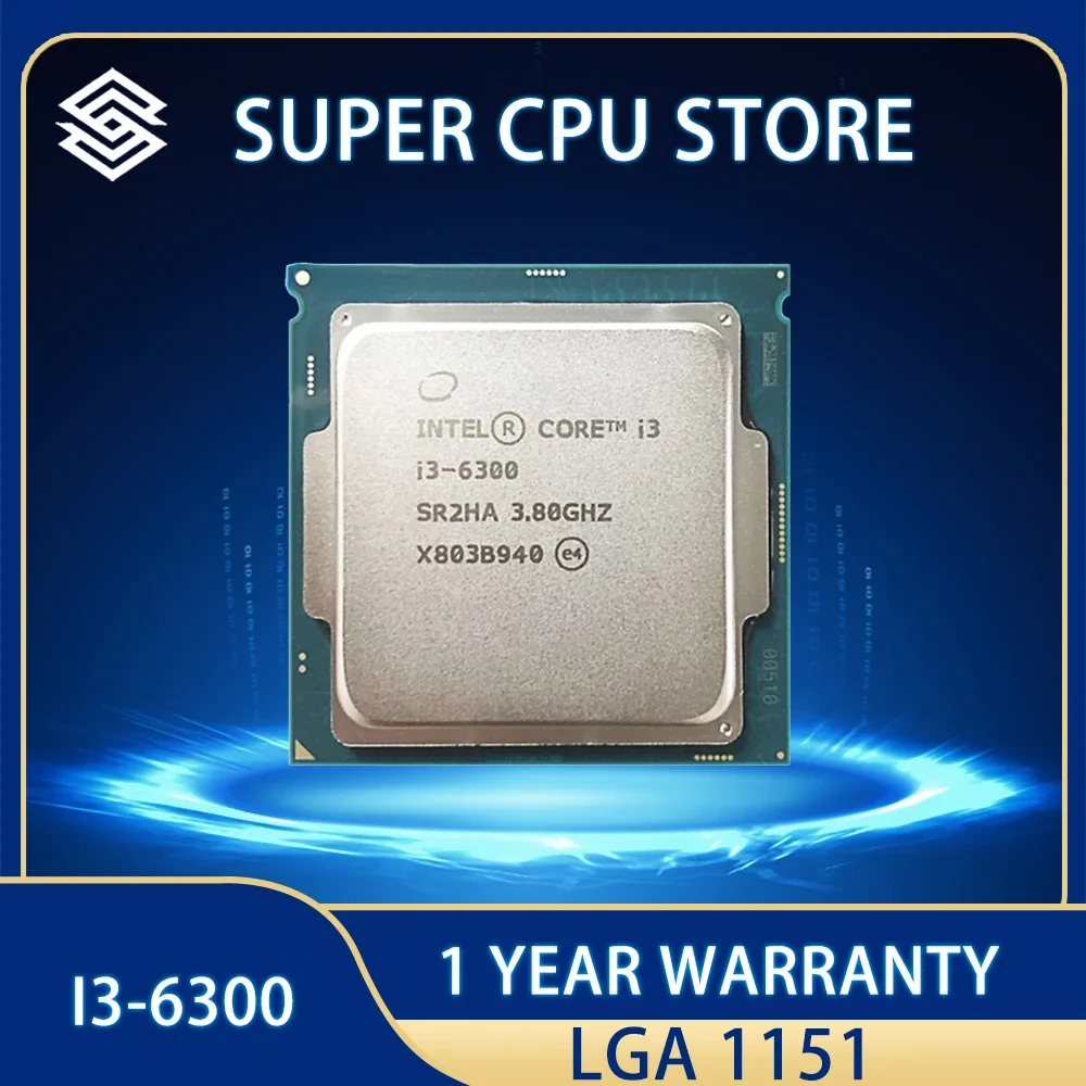 

Intel Core i3-6300 i3 6300 3.8 GHz Dual-Core Quad-Thread CPU Processor 4M 51W LGA 1151