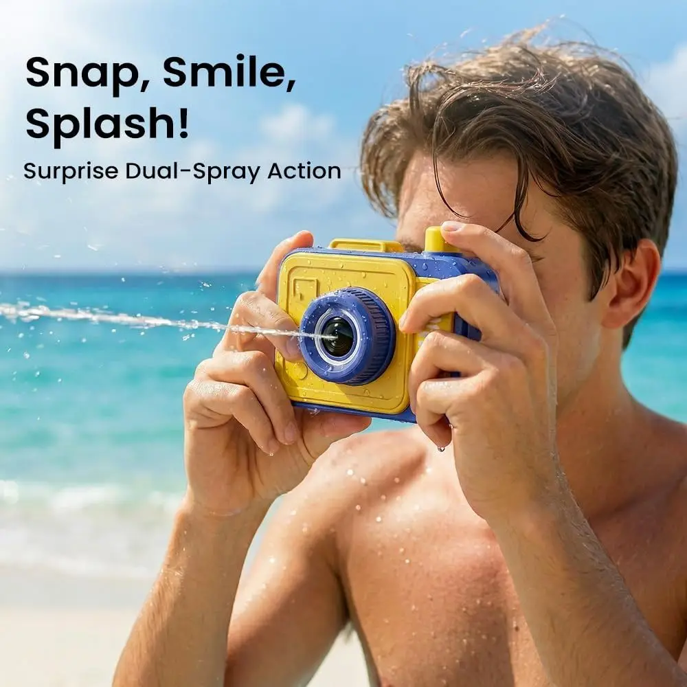 

Double-Sided Prank Camera Water Pistol Front and Rear Spray Double Hole Water Fighting Games Parent-Unisex Interaction