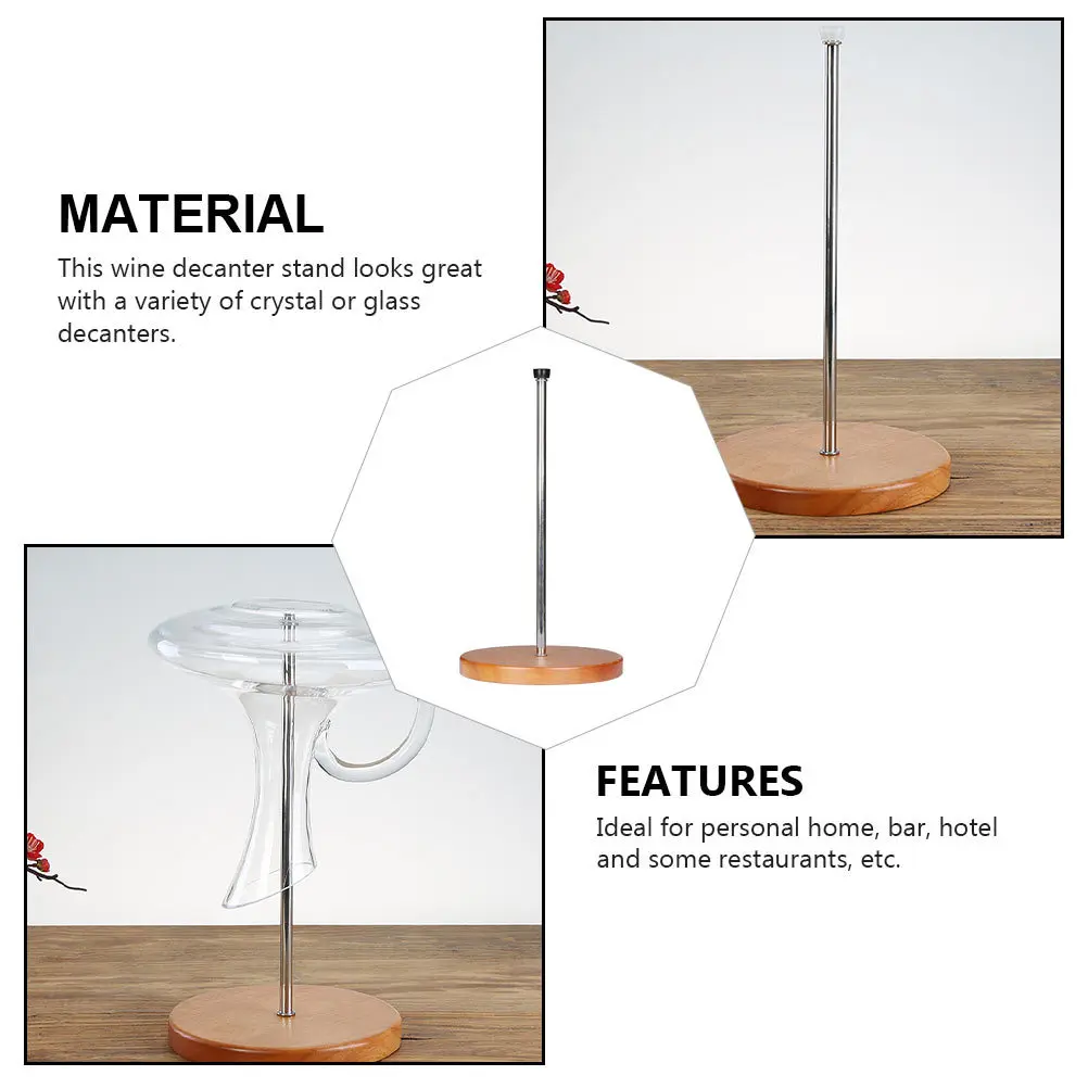 

1Pcs Elegant Wood Base Wine Decanter Drying Stand Heavy Duty Decanter Drainer Holder for Hotel Restaurant and Bar Countertop