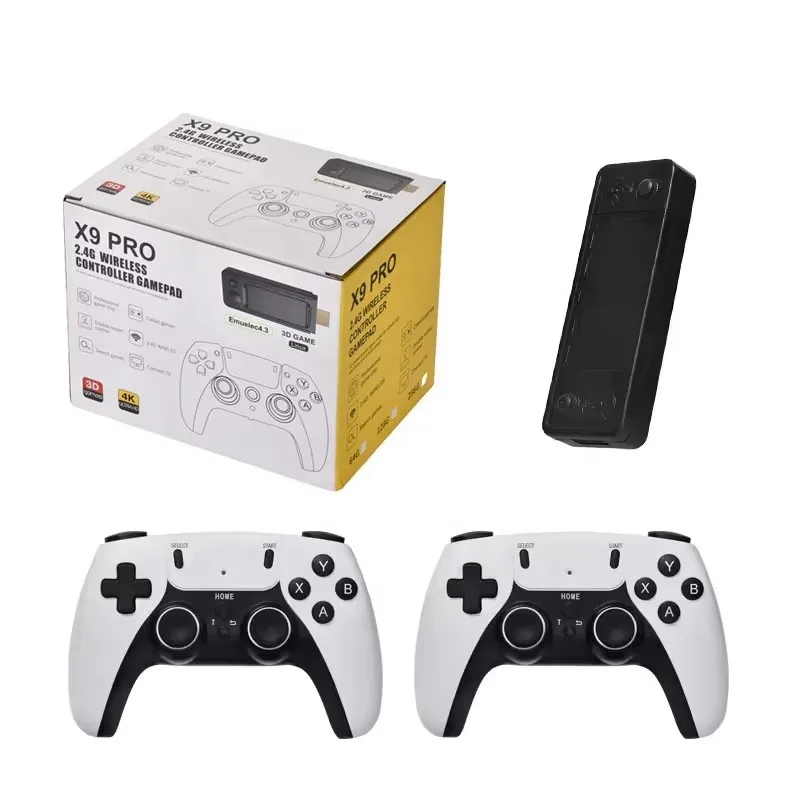 X9 Pro TV Video Game Console Retro Game Stick Double 2.4G Wireless Controller Gamepad 40+ Simulator 30000+ Games