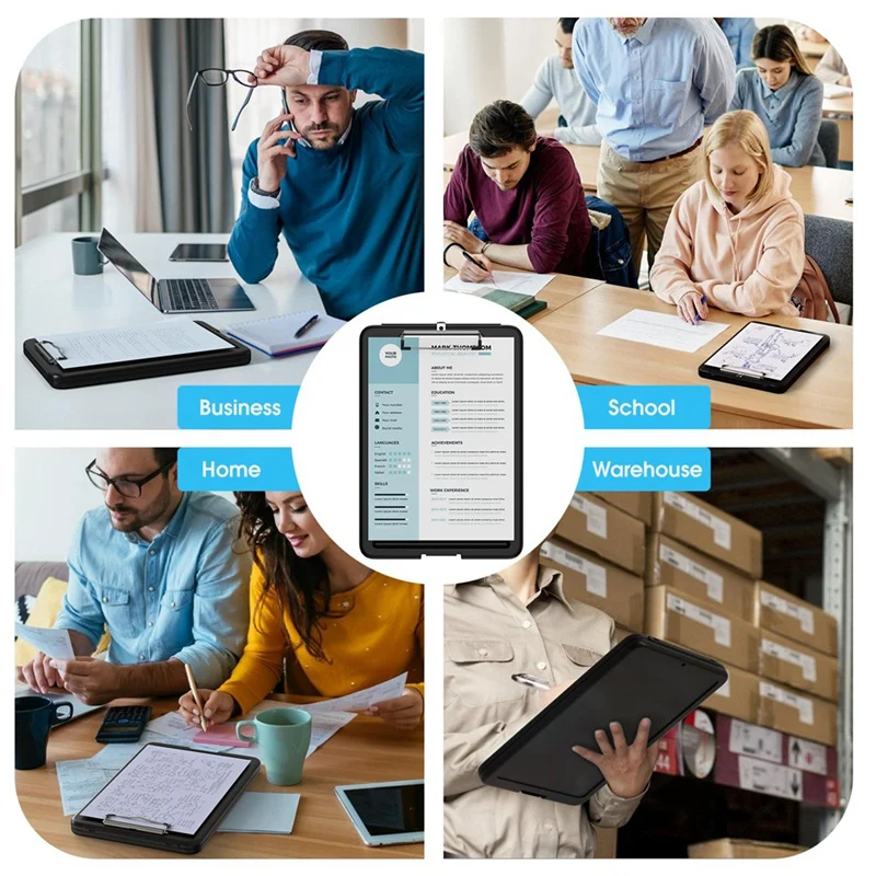 クリップボード ストレージ付き 6個セット、8.5 X 11インチ ストレージクリップボード、ロープロファイルクリップ付き、オフィス学用品用