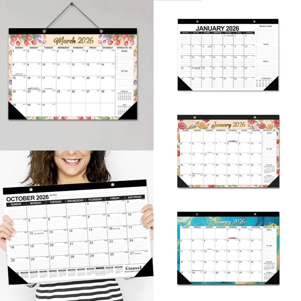 

Large Format 2026 Wall Calendar Waterproof Cover Daily Planning Monthly Calendar Transparent Shell Hangable Calendar