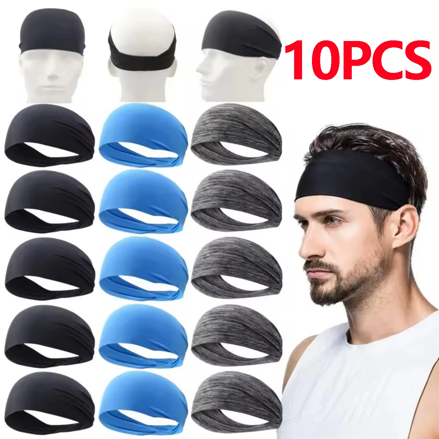 Elastic Sport Headbands Sweat Absorption Quick Dry Anti Slip Breathable Workout Sweatbands for Yoga Running Gym Men Women Unisex