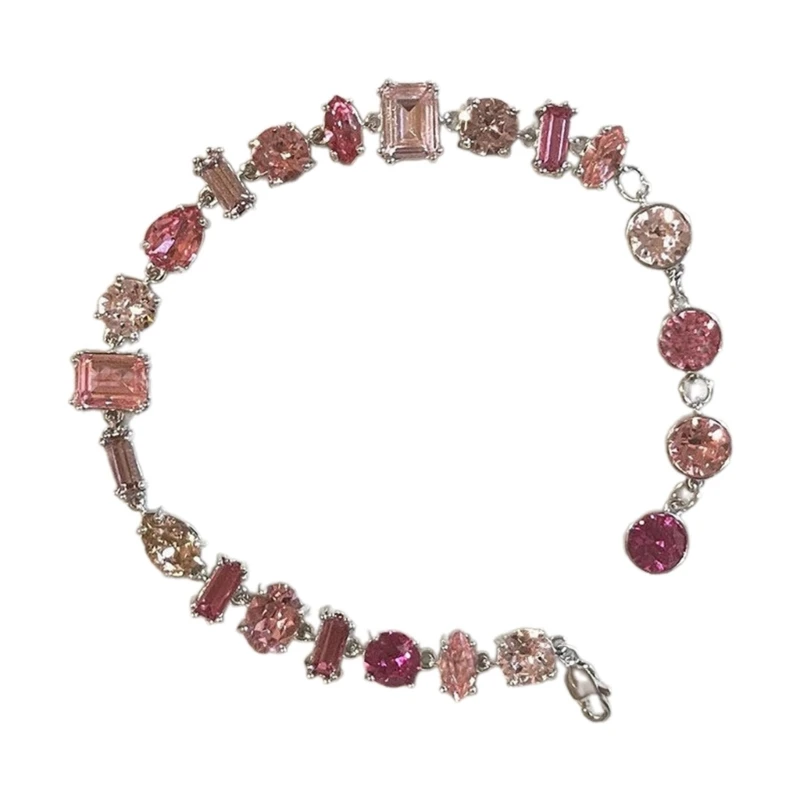 Fashion Sweet Pink Crystal Bracelet Wristwear Adjustable Simple Beads Bracelet Elegant Wristband Jewelry