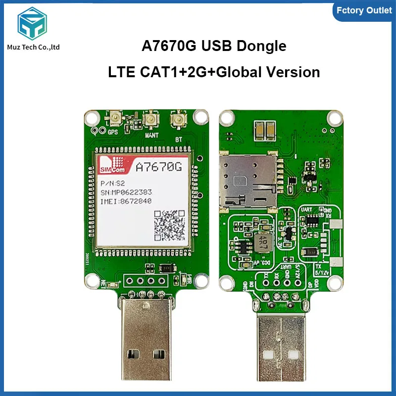 SIMCOM A7670G USB-ключ LTE CAT1 модуль 2G глобальная версия макетная плата коммутационный комплект с антенной FPC SIMCOM A7670G USB-ключ LTE CAT1 модуль 2G глобальная версия макетная плата коммутационный комплект с антенной FPC