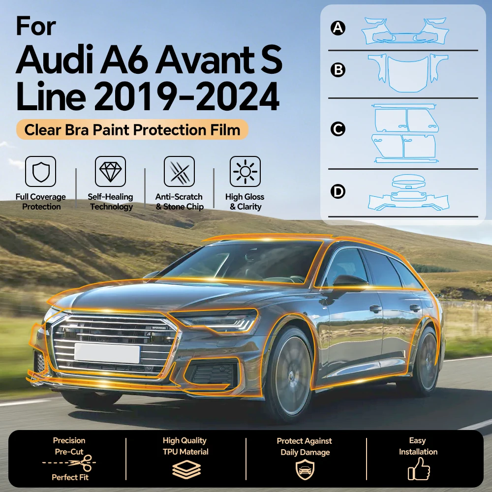 For Audi A6 Avant S Line 2019-2024 Pre-cut PPF TPU Car Paint Protection Film Clear Bra Anti-Scratch Invisible Resistant Cover
