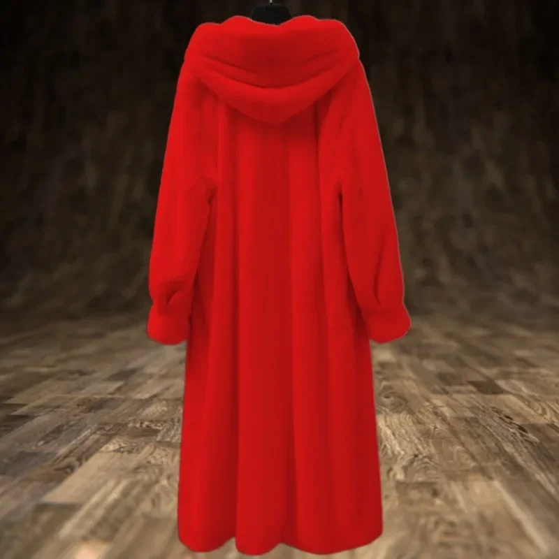 Fall / Winter Dopamine Mink Coat 2025 New Loose Hooded Over The Knee Mid-length Ermine Fur Coat for Women High Appearance Level