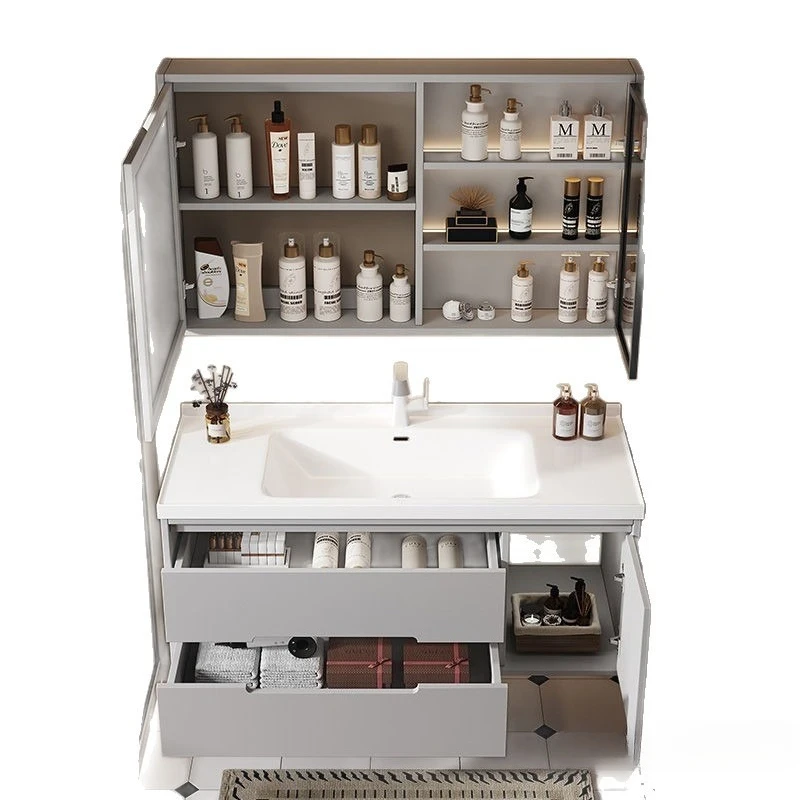 

Oak ceramic integrated Solid wood bathroom cabinet Combined toilet hands Wash