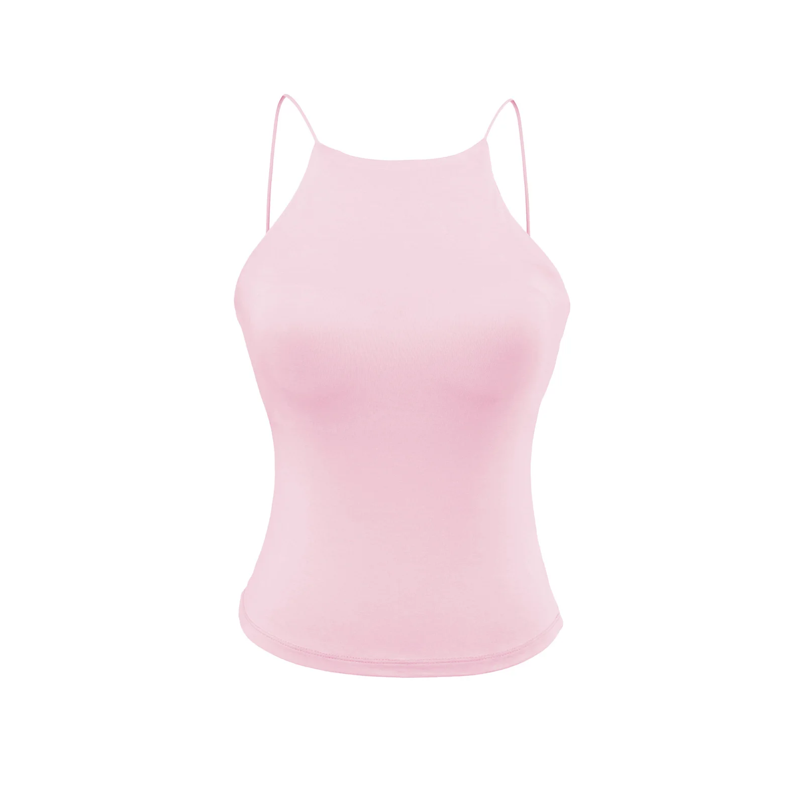 Retro Fitness Yoga Women's Vest Strapless Neck Hanging Integrated Chest Pad Short Length Polyester Short Vest Top