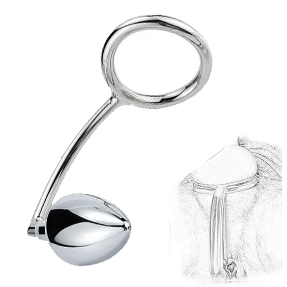 40/45/50mm Metal Anal Hook with Penis Ring for male Anal Plug Penis Chastity Lock Fetish Cock Ring Sex Toys for Men