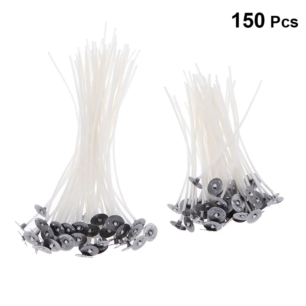 

150Pcs Wicks Natural Cotton Pre-Waxed No Smoke Stable Burn for Handmade Making DIY Project 9Cm 15Cm 20Cm Each