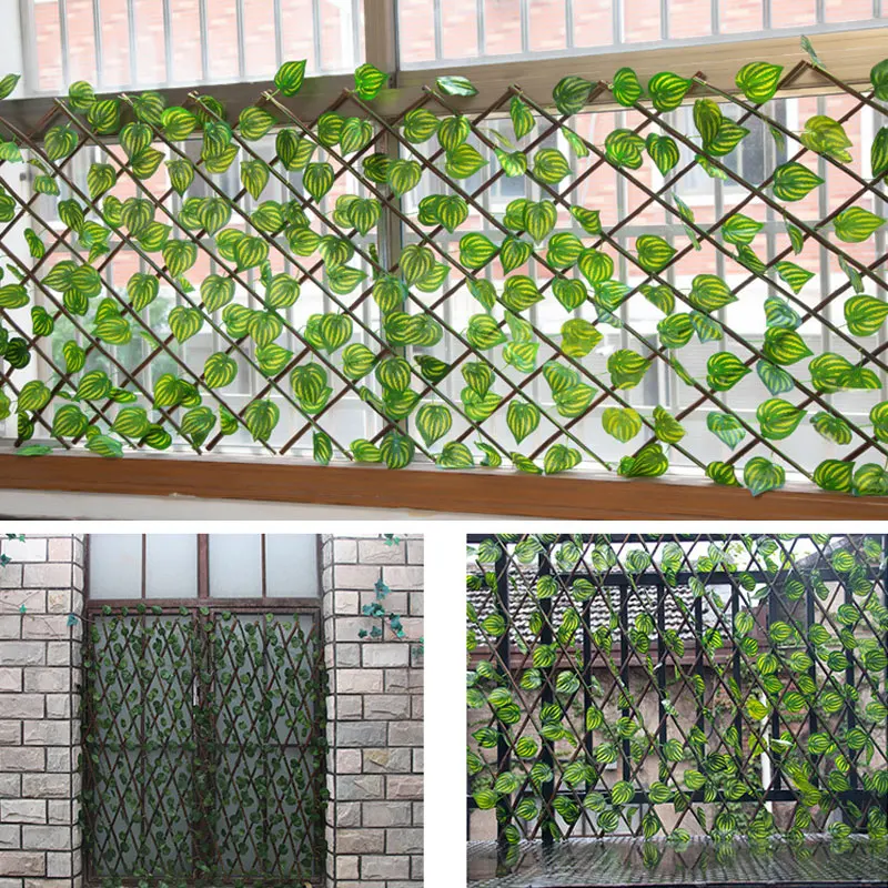 Foglia artificiale Wattled Wall Fence Screening Roll protezione UV Ivy paesaggistica recinzione pannello Home Decor piante in Rattan parete